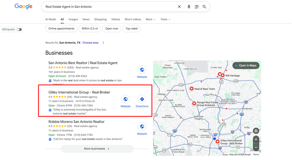 San Antonio real estate agent Google ranking improved by Realogixs – Real Estate SEO Experts