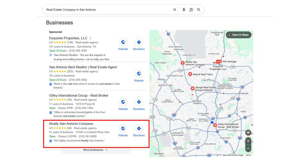 Realty San Antonio Compass Google ranking improved by Realogixs – Real Estate SEO Company